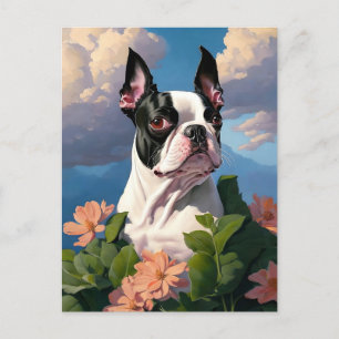 Carte Postale terrier en fleurs