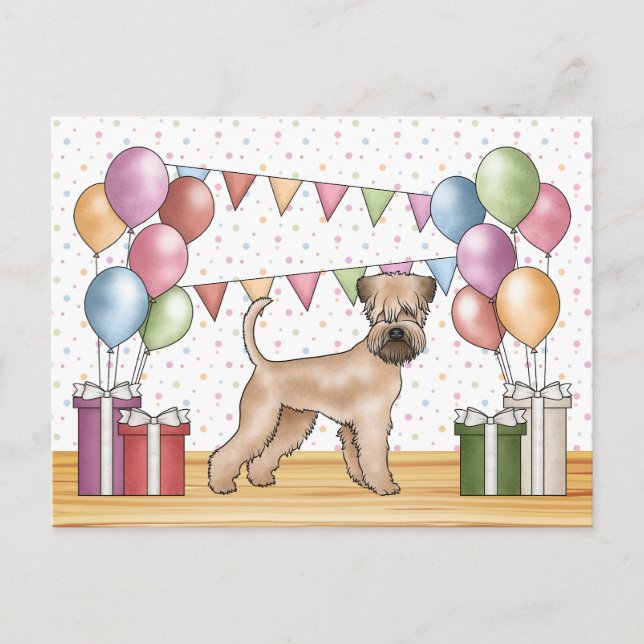 Carte Postale Terrier Wheaten à poil doux Couleurs pastel Annive (Devant)