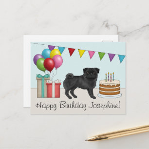 Carte Postale Tervueren Pug Mignon Chien de Dessin Animé Coloré