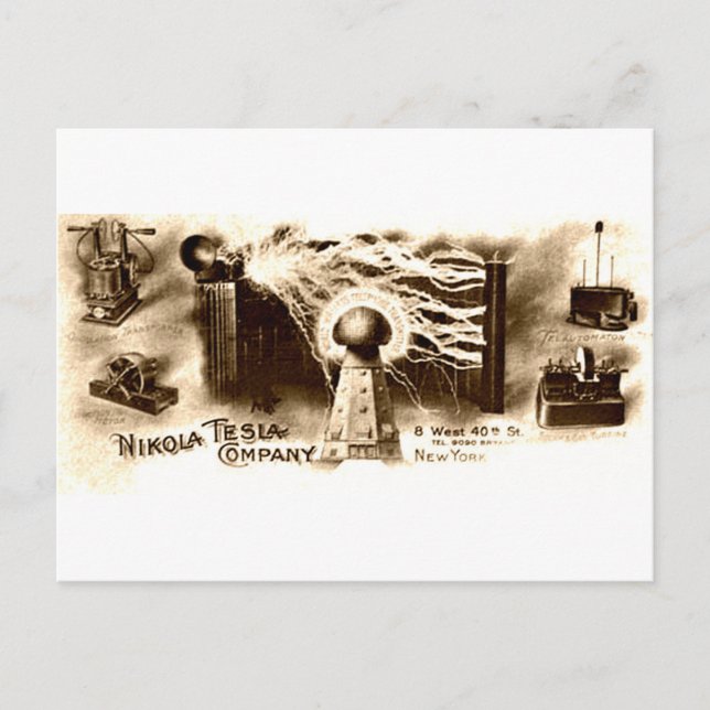 Carte Postale Tesla Letterhead (Devant)