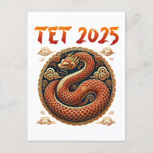 Carte Postale Tet 2025 Année du serpent Nouvel An vietnamien