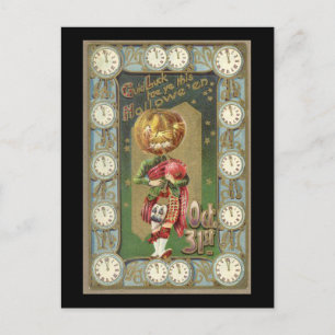 Carte Postale Tête citrouille avec Kilt Vintage