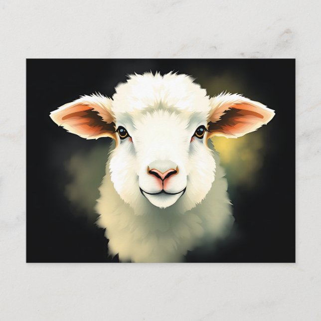 Carte Postale Tête d'agneau aux traits abstraits  (Devant)