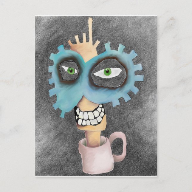 Carte Postale tête dans une tasse (Devant)