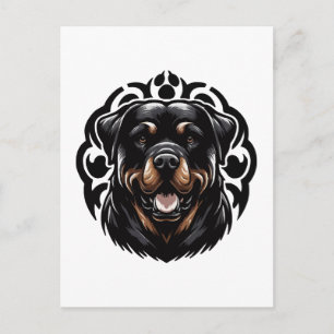 Carte Postale Tête de chien Rottweiler