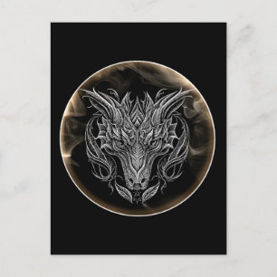 Carte Postale Tête de dragon abstrait dans l'esthétique