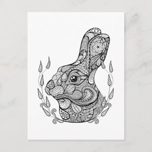 Carte Postale Tête De Lapin Inspirée En Wreath