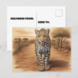 Carte Postale Tête de léopard africain