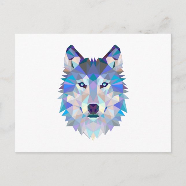 Carte Postale Tête de loup géométrique polygonale (Devant)