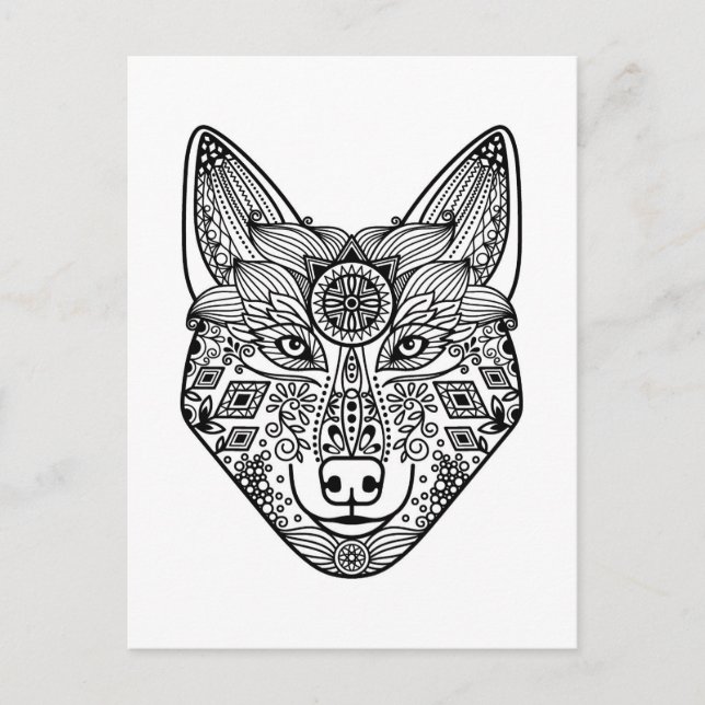 Carte Postale Tête de loup inspirée (Devant)