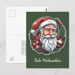Carte Postale Tête de Noël à couronne