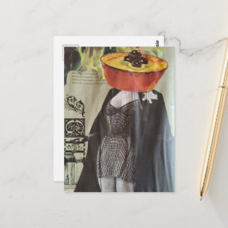 Carte Postale Tête de ramequin d'aubergine, mode, dame, collage 