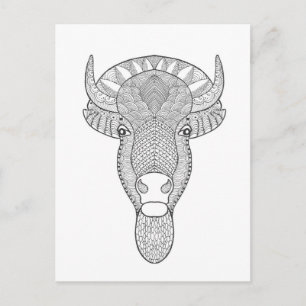 Carte Postale Tête de taureau Style