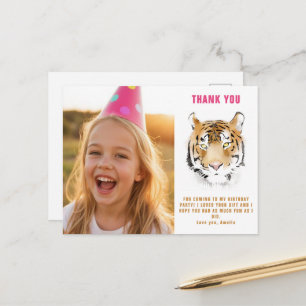 Carte Postale Tête de tigre Aquarelle Photo d'anniversaire Merci