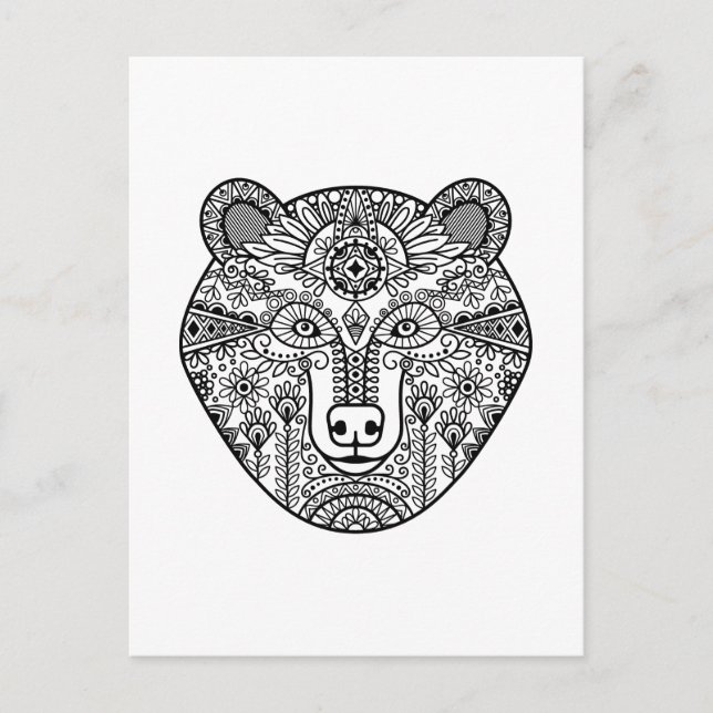 Carte Postale Tête d'ours de style (Devant)
