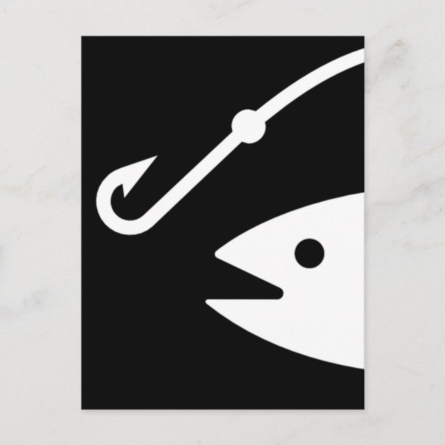 Carte Postale Tête et crochet de poisson - noir et blanc (Devant)