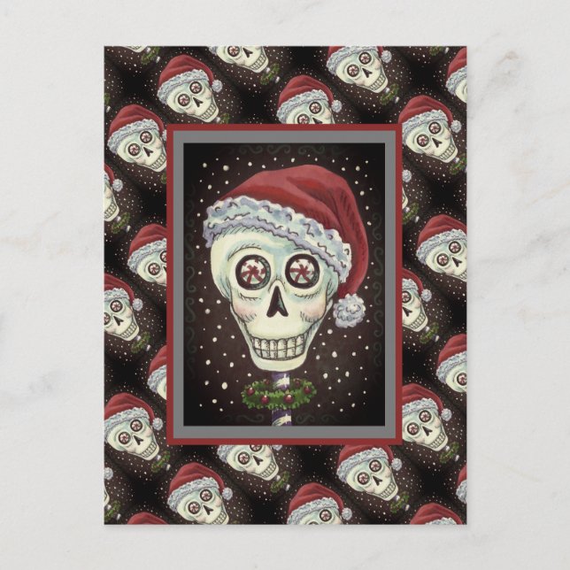 CARTE POSTALE TÊTE MORTE PÈRE NOËL SKULL, HUMOUR SKELETON DE NOË (Devant)