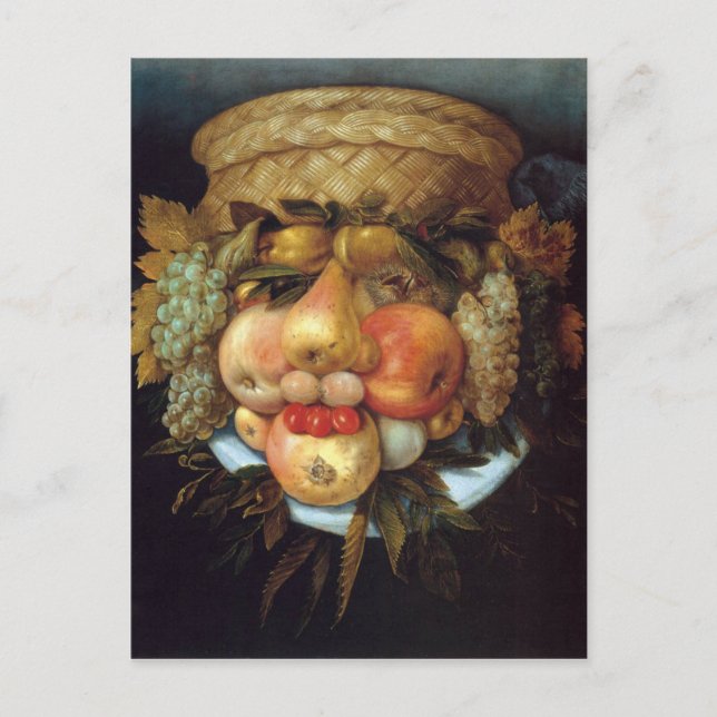 Carte Postale Tête réversible de Giuseppe Arcimboldo avec panier (Devant)
