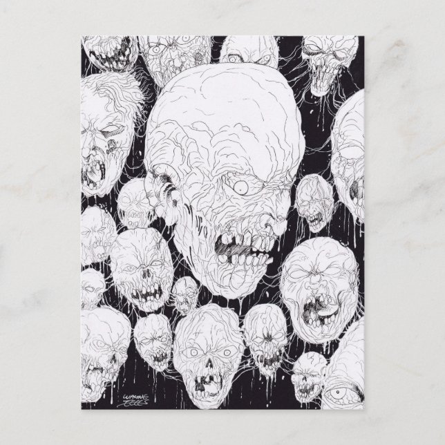 Carte Postale Têtes laides putréfiées de zombis (Devant)