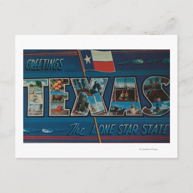 Carte Postale Texas (Drapeau Lone-Star)Grandes Scènes (Devant)