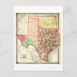 Carte Postale Texas et territoire indienCarte panoramique