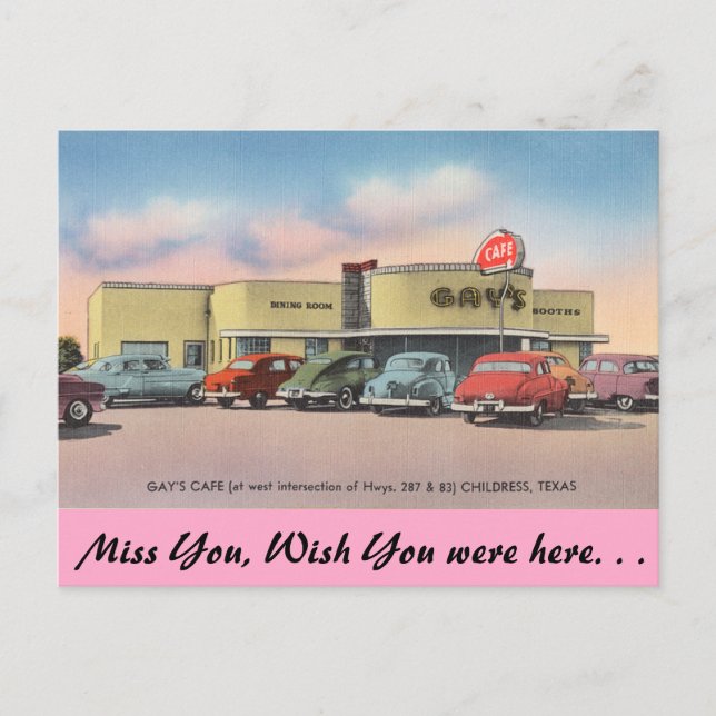 Carte Postale Texas, Gay's Cafe, Childress (Devant)