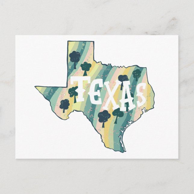Carte Postale Texas Illustrated Map Colorful Bold (Devant)
