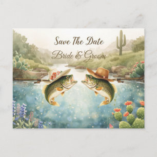 Carte Postale Texas Mariage Pêche Enregistrer la Date Cow-boy