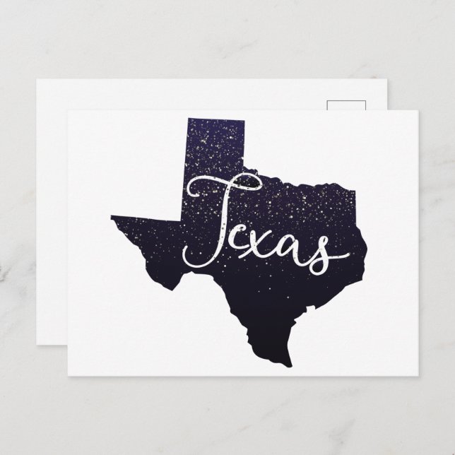 Carte postale Texas Night Stars State Shape (Devant / Derrière)
