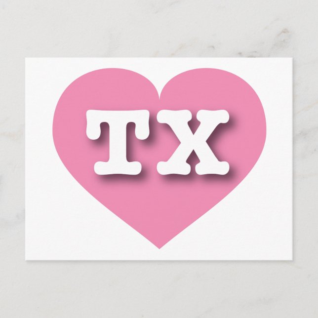 Carte Postale Texas Pink Heart - J'aime TX (Devant)