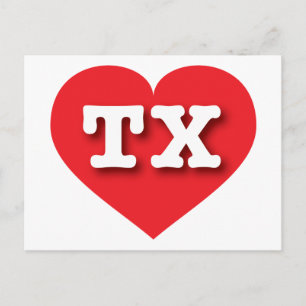 Carte Postale Texas Red Heart - J'aime TX