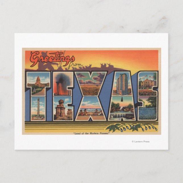 Carte Postale Texas (Terre du pionnier moderne) (Devant)