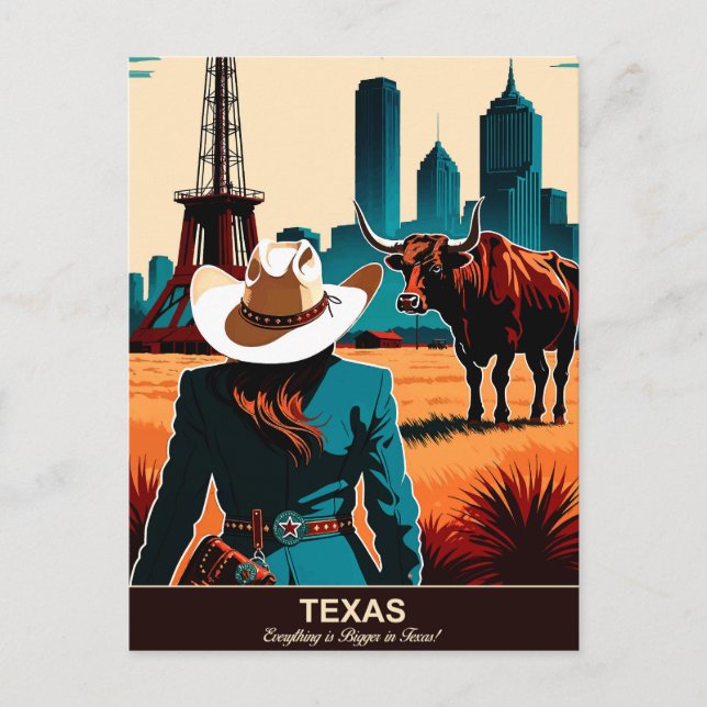 Carte Postale Texas Travel : Tout est plus grand au Texas (Devant)