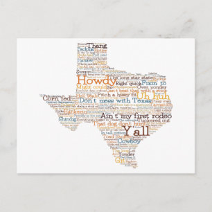 Carte Postale Texas USA Slang Word Art Map