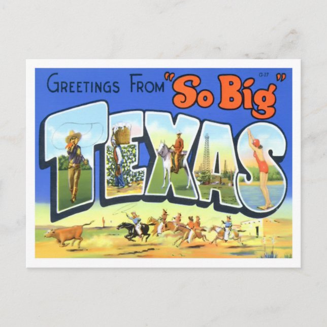 Carte postale Texas Vintage Big Letters (Devant)