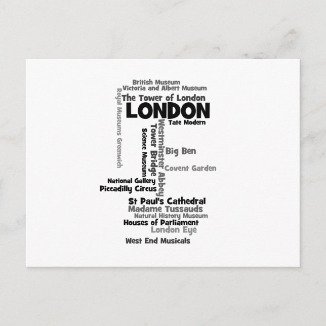 Carte Postale Texte Art "Londres" (Devant)