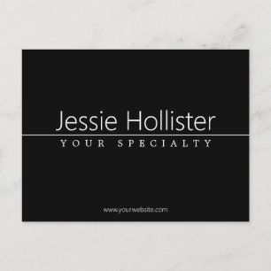 Carte Postale Texte blanc classique simple en noir