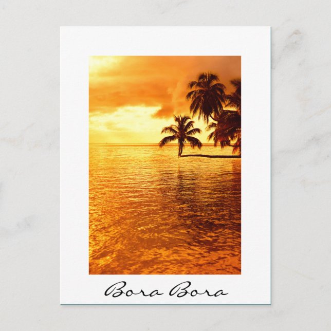 Carte postale texte blanc couché de soleil sur pal (Devant)