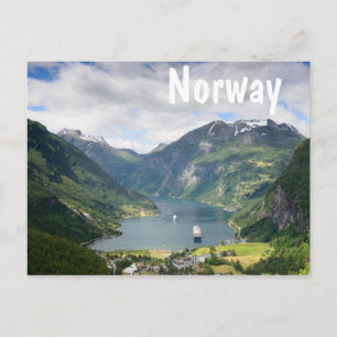 Carte postale texte blanc Geirangerfjord