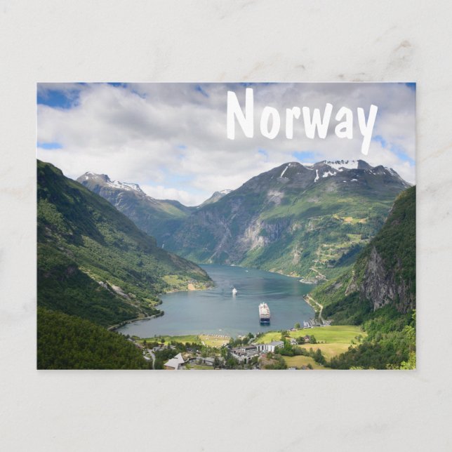 Carte postale texte blanc Geirangerfjord (Devant)