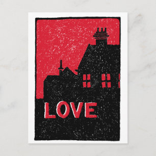 Carte Postale Texte d'amour vintage rouge noir et blanc