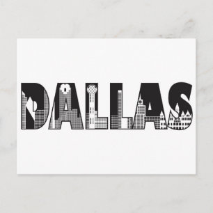 Carte Postale Texte de Dallas avec plan des bâtiments