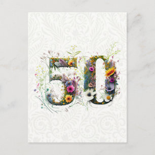 Carte Postale Texte de fleurs sauvages décoratives pour 50e anni