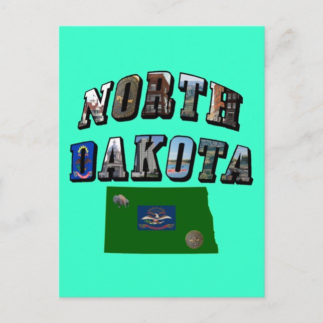 Carte Postale Texte de l'image du Dakota du Nord (Devant)