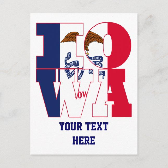 Carte Postale Texte de l'indicateur d'état Iowa (Devant)