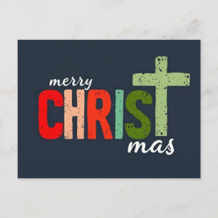 Carte Postale Texte de Noël Joyeux Christ mas Christian