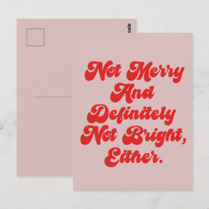 Carte Postale Texte drôle anti-Noël Pas Joyeux Et Lumineux