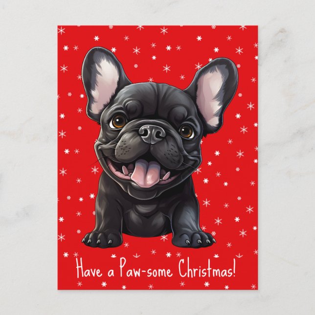 Carte Postale Texte et couleur personnalisés, 🐶 chiot français  (Devant)