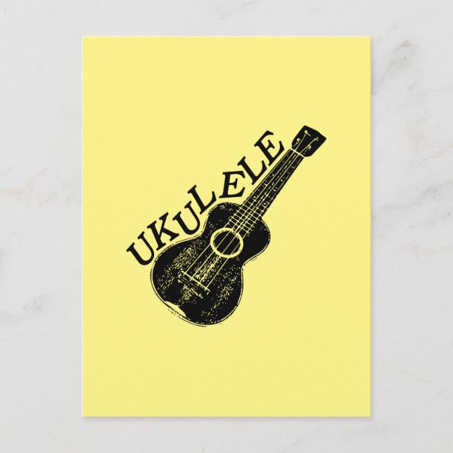 Carte Postale Texte et image d'ukulele (Devant)