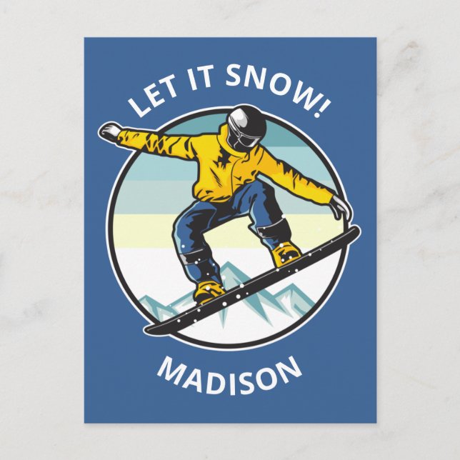 Carte Postale Texte et nom personnalisés SNOWBOARDER (Devant)